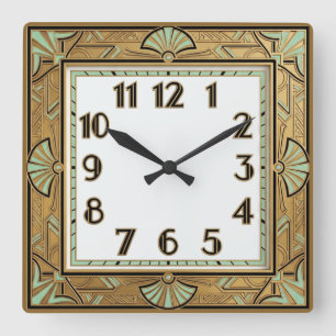 Art Deco Eleganz Quadratische Wanduhr