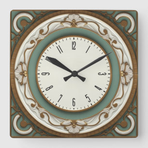 Art Deco Eleganz Quadratische Wanduhr