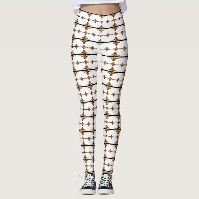 Art Deco-Elemente in Beige Leggings (Vorderseite)