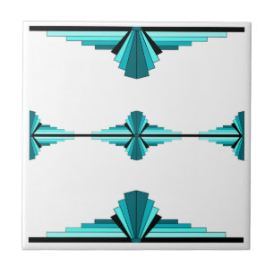 Art Deco-Elemente in Blaugrün Fliese