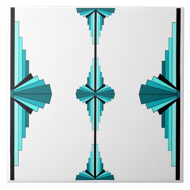 Art Deco-Elemente in Blaugrün Fliese (Vorderseite)