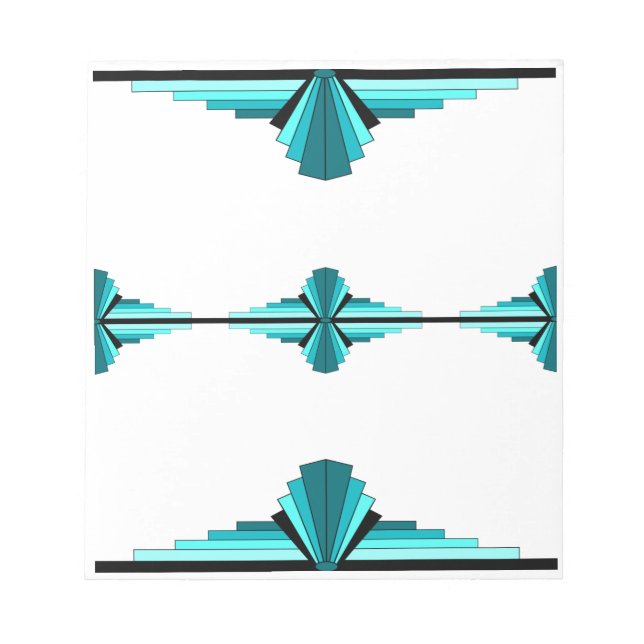 Art Deco-Elemente in Blaugrün Notizblock (Vorderseite)
