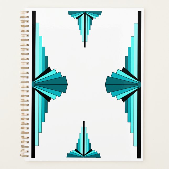 Art Deco-Elemente in Blaugrün Planer (Vorderseite)