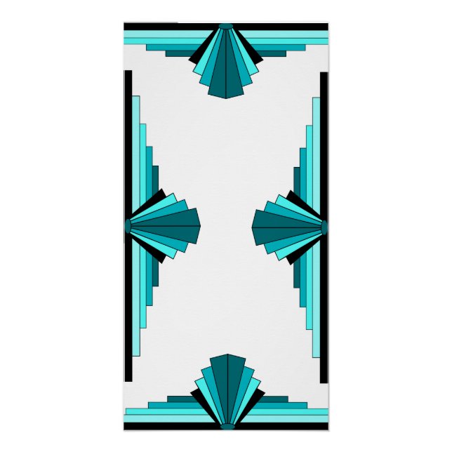 Art Deco-Elemente in Blaugrün Poster (Vorderseite)