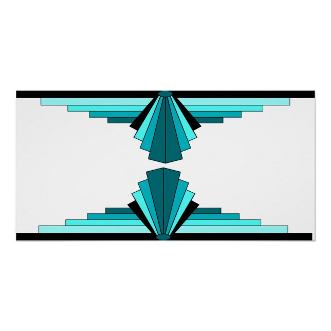 Art Deco-Elemente in Blaugrün Poster (Vorderseite)