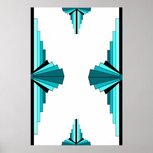 Art Deco-Elemente in Blaugrün Poster