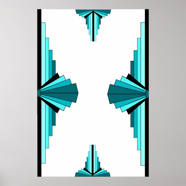 Art Deco-Elemente in Blaugrün Poster (Vorne)