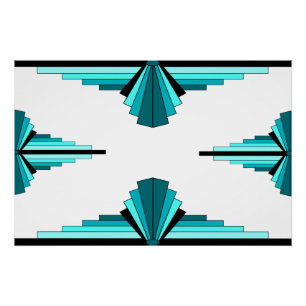 Art Deco-Elemente in Blaugrün Poster
