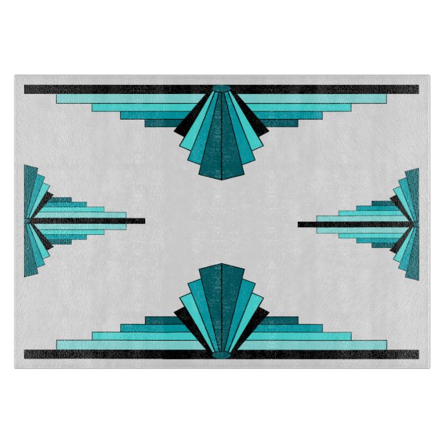 Art Deco-Elemente in Blaugrün Schneidebrett (Vorderseite)