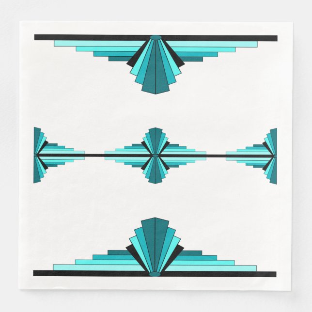 Art Deco-Elemente in Blaugrün Serviette (Vorderseite)