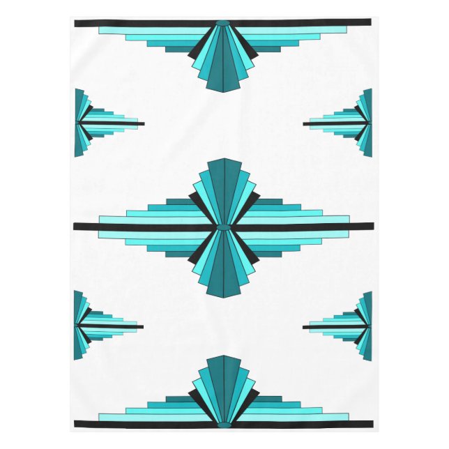 Art Deco-Elemente in Blaugrün Tischdecke (Vorderseite)