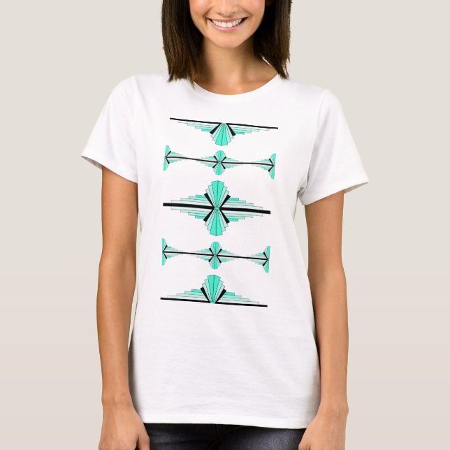 Art Deco-Elemente in Hellgrün T-Shirt (Vorderseite)