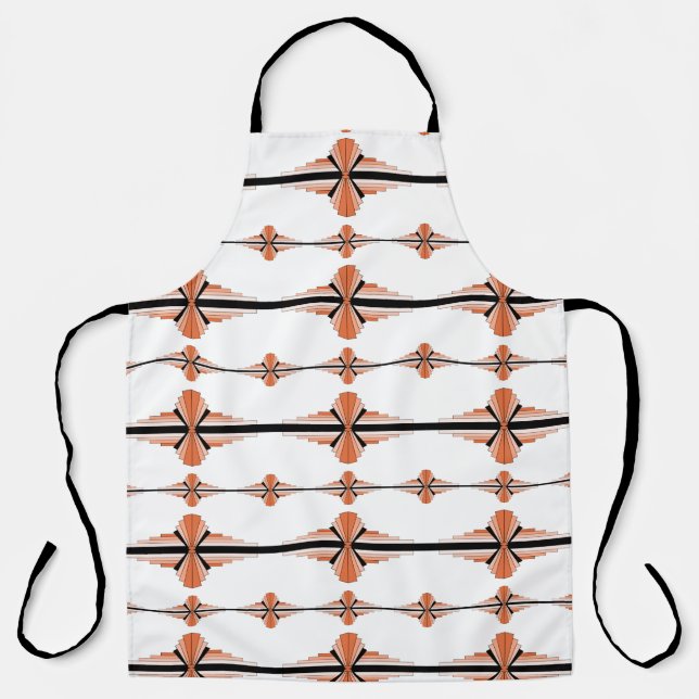 Art Deco-Elemente in pastellorangefarbener Schürze (Vorderseite)