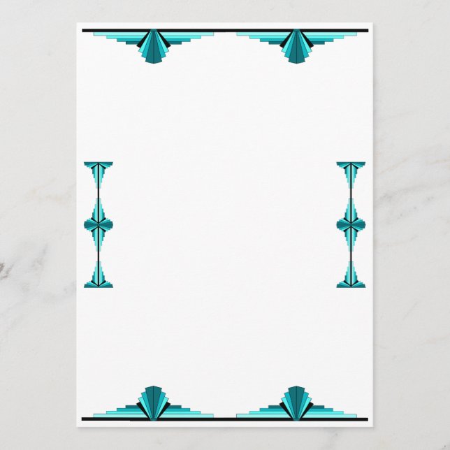 Art deco elements in teal green menükarte (Vorderseite)