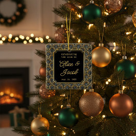 Art Deco Embroidered-Style Wedding Square Keramikornament