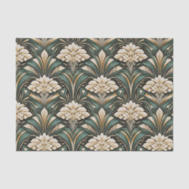 Art Deco Emerald Gilded Bloom Pattern Seidenpapier