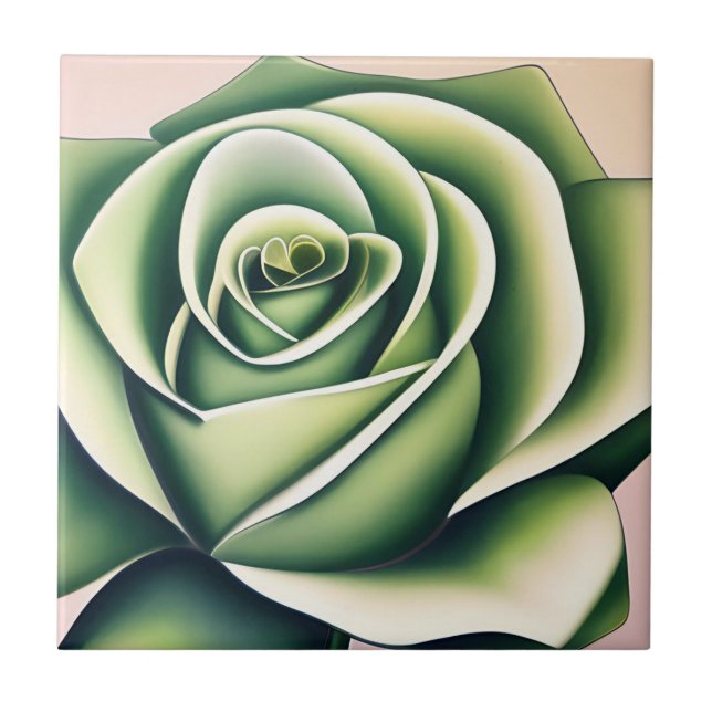 Art Deco Emerald Rose Tile Fliese (Vorderseite)