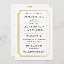 Art Deco Engagement Partei Einladungen Gold
