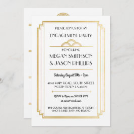 Art Deco Engagement Partei Einladungen Gold
