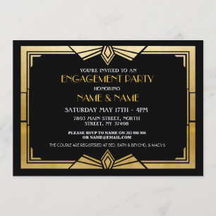 Art-Deco-Engagement-Party der 1920er Jahre lädt Ga Einladung