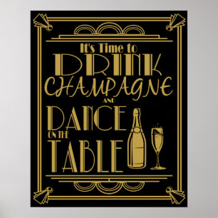 Art Deco Es ist Zeit, Champagner zu trinken Poster