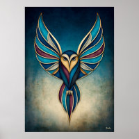 Art Deco Eule Abstrakte Geometrische Vogel Wandkun