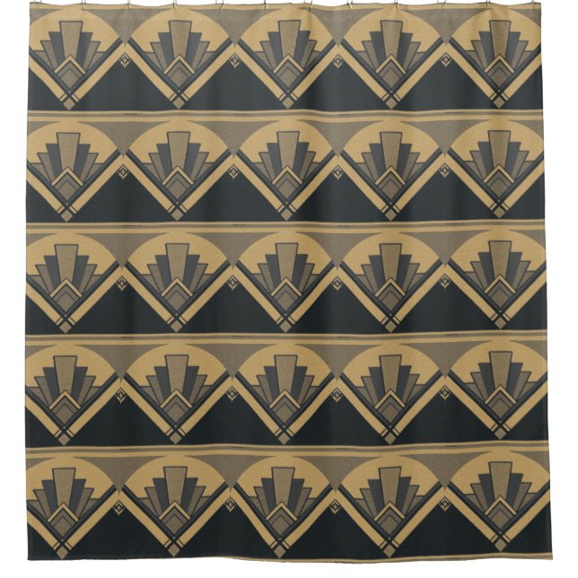 Art Deco Fächer Duschvorhang (Vorderseite)