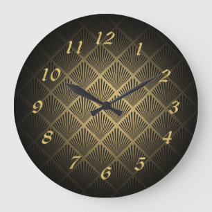 Art Deco Fächer Muster Große Wanduhr