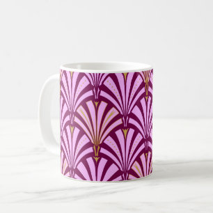 Art Deco Fächer-Muster - Orchidee und Lila Kaffeetasse