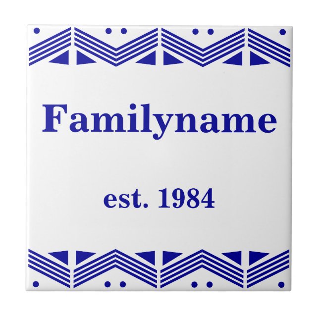 Art Deco Familienname Fliese (Vorderseite)