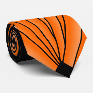 Art Deco Fan Design Orange Neck Tie Krawatte