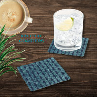 Art Deco Fan Muster Blau