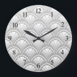 Art Deco Fan Muster Große Wanduhr<br><div class="desc">Art Deco Fan Leaf Skalierung</div>