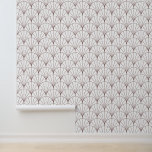 Art Deco Fan Muster Tapete<br><div class="desc">Einfaches Deko-Fan-Muster in pastellfarbenen, rosa Linien auf Weiß. Eine kunstvolle Symmetrie für eine akzentuierte Wand oder eine volle Wand.</div>