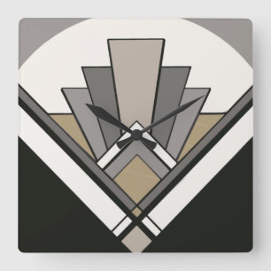 Art Deco Fan Tile Clock Quadratische Wanduhr