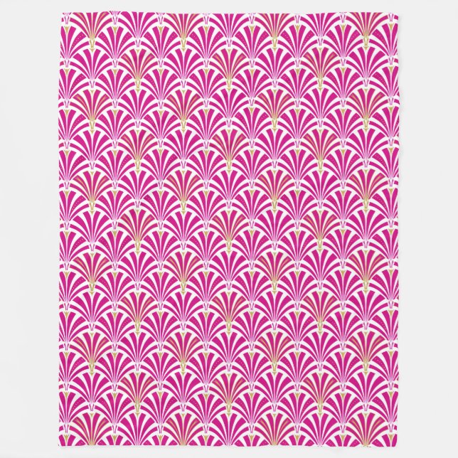 Art Deco Fanmuster - fuchsia pink Fleecedecke (Vorderseite)