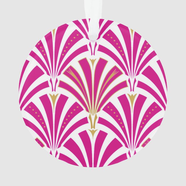 Art Deco Fanmuster - fuchsia pink Ornament (Rückseite)