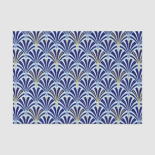 Art Deco Fanmuster - Kobalt und Himmelblau Seidenpapier