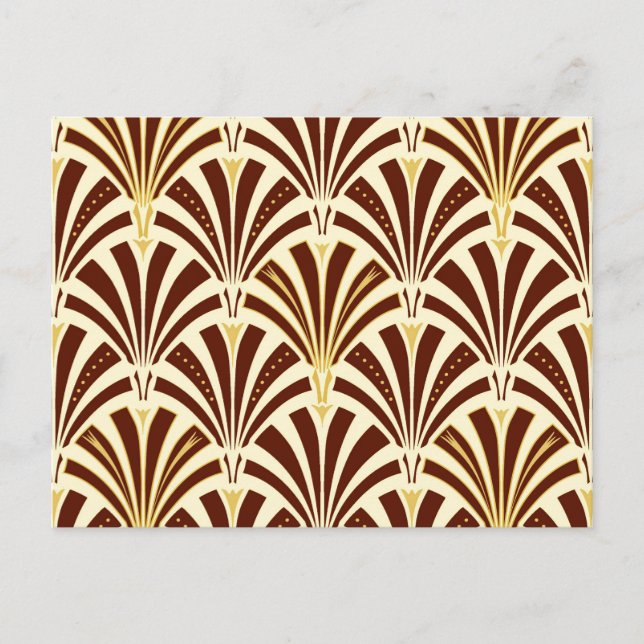 Art-Deco-Fanmuster - Schokolade auf Creme Postkarte (Vorderseite)