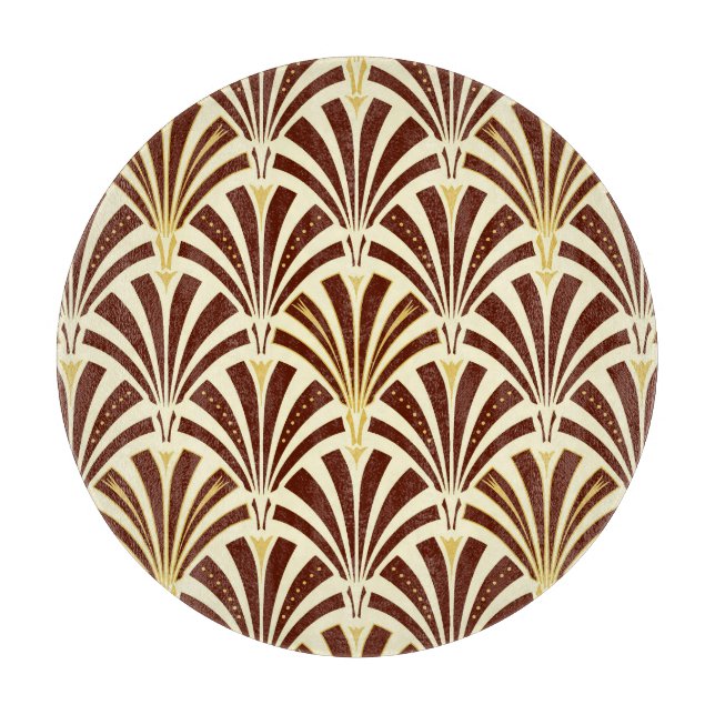 Art-Deco-Fanmuster - Schokolade auf Creme Schneidebrett (Vorderseite)