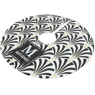 Art-Deco-Fans der 20er Jahre - Personalisierter Fa Polyester Weihnachtsbaumdecke