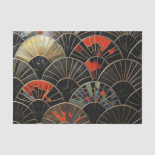 Art Deco Fans Orange und Black Halloween Seidenpapier