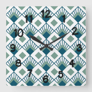 Art Deco Fans Quadratische Wanduhr