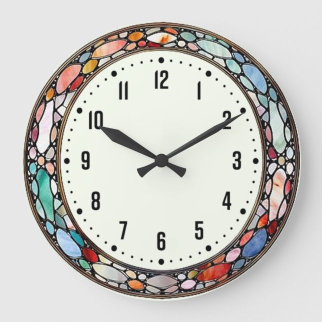 Art Deco-Farbe Große Wanduhr (Vorderseite)