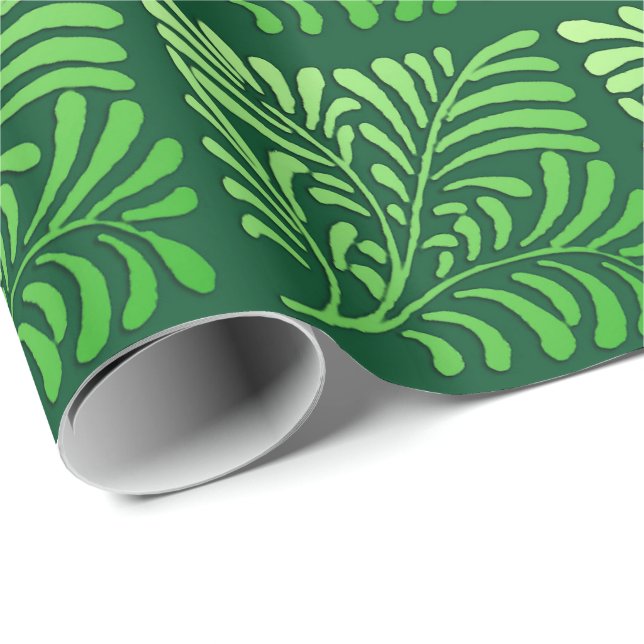 Art Deco Farnmuster - Farbtöne von Grün Geschenkpapier (Rolleneckpunkt)
