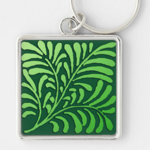 Art Deco Farnmuster - Farbtöne von Grün Schlüsselanhänger