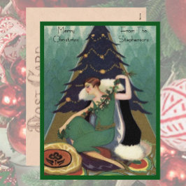 Art Deco Fashion Christmas Tree Retro Feiertagspostkarte