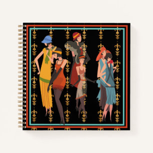 Art Deco Fashion Ladys Spiral Notebook Notizbuch