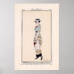 Art Deco Fashion Poster<br><div class="desc">Vintage Modeplatte. Schöne Pariser Modeplatte aus dem Jahr 1912. Die Vorführung der französischen Mode im frühen 19. Jahrhundert. Herrliches pastellfarbenes Blumenensemble und passender Hut - sehr hübsch. Diese Modeplatte würde schön in einem Schlafzimmer oder einem Nähzimmer hängen und in einer Gruppe von 2 oder mehr phantastisch aussehen.</div>