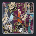 Art Deco Fashion Show Scene Quadratische Wanduhr<br><div class="desc">Art Deco Mode Show Szene,  die Show muss auf die Wand Uhr gehen. Funky übernimmt Ihre normale Uhr Diese Collage ist voll von rauschenden 20ern,  30ern bis 70ern. Ein lustiger Deko inspirierte die Uhr gut für das Kunsthandwerk,  Hütte,  sie schuf,  Nähraum. Ein sicherer Start ins Gespräch</div>